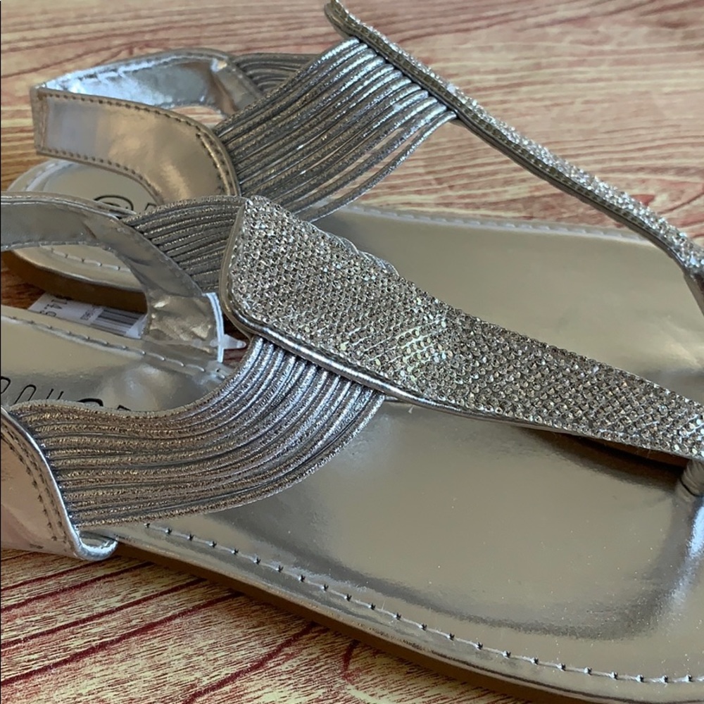 Silver Rhinestone Cord Thong Sandals - Picture 6 of 8